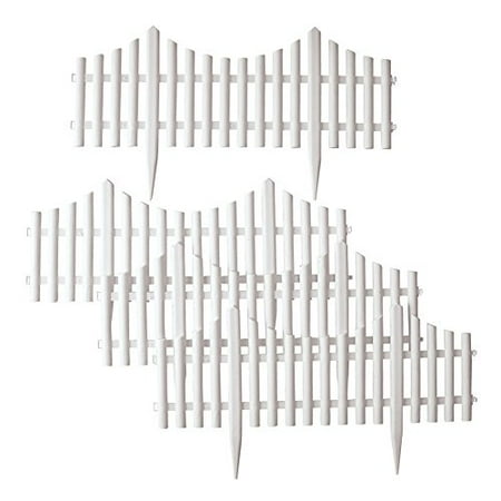 - Flexible White Picket Fence Garden Border - 4Pcs