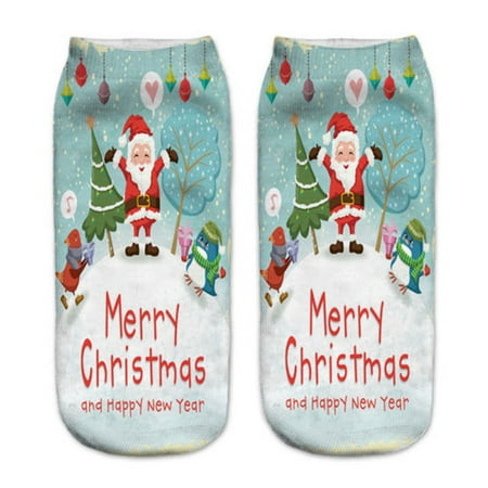 

Baloco Christmas Adult Kids Girls Boys Low Ankle Socks Cartoon Santa Claus Xmas Gift Winter Soft Sock