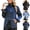Dark Blue, variant on Denim Jackets for Women Long Sleeve High Neck Trendy Jean Jacket Asymmetrical Button Down Casual Street Style Coat