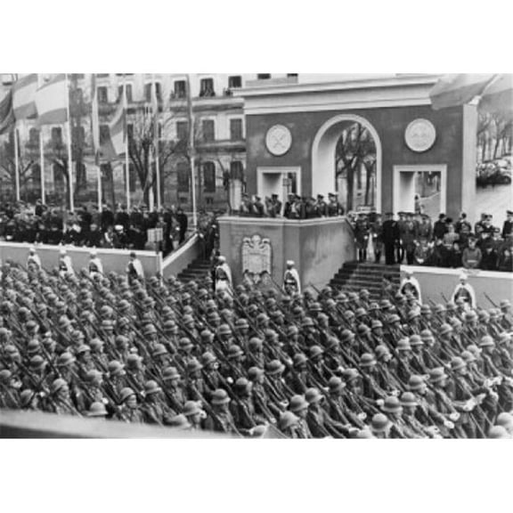 Posterazzi SAL9901923 Francisco Franco on Platform Overlooking Military Parade Second Anniversary Of