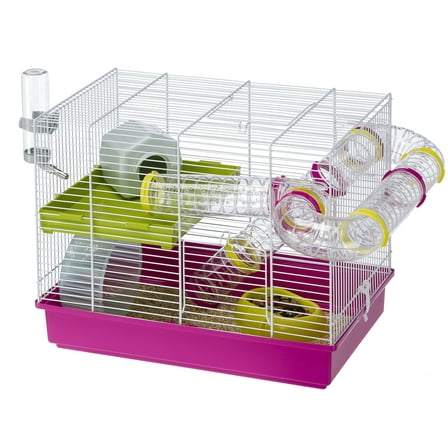 Ferplast Laura Small Hamster Cage, Fun & Interactive Cage Measures 18.11L x 11.61W x 14.8H & Includes All Accessories