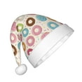 thumbnail image 2 of Honeii Colorful Donuts Print Hat Santa Claus Hat For Xmas Party, Christmas Caps For Boys Girls Child,Christmas Beanie, 2 of 6