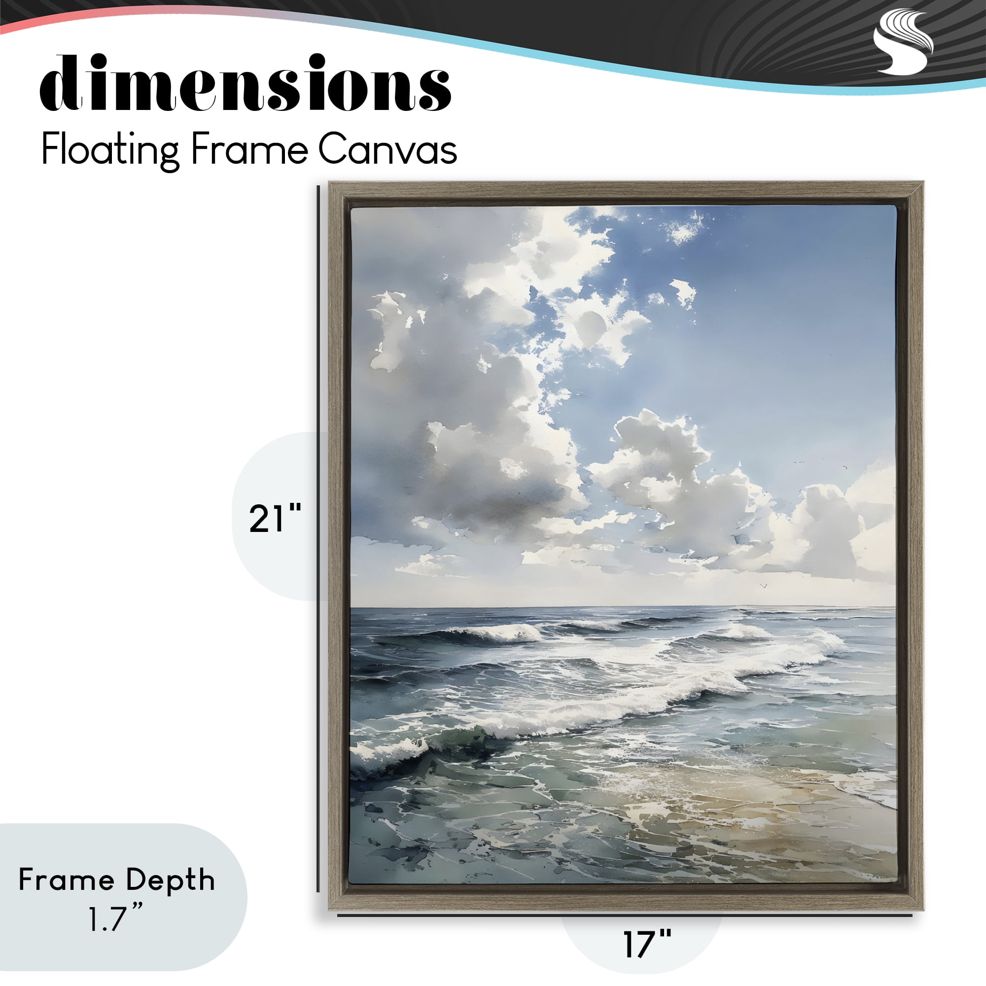 Stupell Industries Soft Waves & Clouds Brown Framed Floater Canvas Wall Art, design by Franklyn Gregory