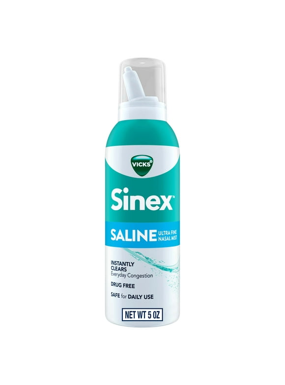 Vicks Sinex Saline Ultra Fine Nasal Mist Spray for Sinus Relief, Drug Free, 5 oz Unisex