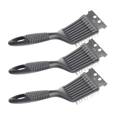 

POPETPOP 3PCS BBQ Grill Cleaning Brush Multifunctional Plastic Handle Barbecue Brush Stainless Steel Cleaning Brush Scraper