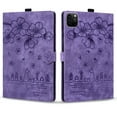 thumbnail image 2 of ELEHOLD for iPad Air 13 inch 2024 Leather Case,Embossed Flower Cat Pattern Leather Folio Smart Case Card Slots Kickstand Magnetic Clasp ShockAirof Airtective Cover for iPad Air 13" 2024, Purple, 2 of 8