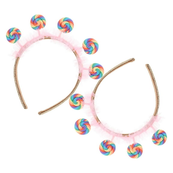 Masteelf 2pcs Candy Headbands Lollipop Headbands Girls Hair Hoop Women Cute Wide Head Band Non Slip Glitter Birthday Hair Accessories For Party Headdress