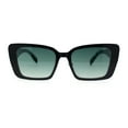 thumbnail image 2 of Womens Contemporary Mod Design Metal Rim Rectangle Cat Eye Sunglasses Black Green Tortoise - Green, 2 of 4