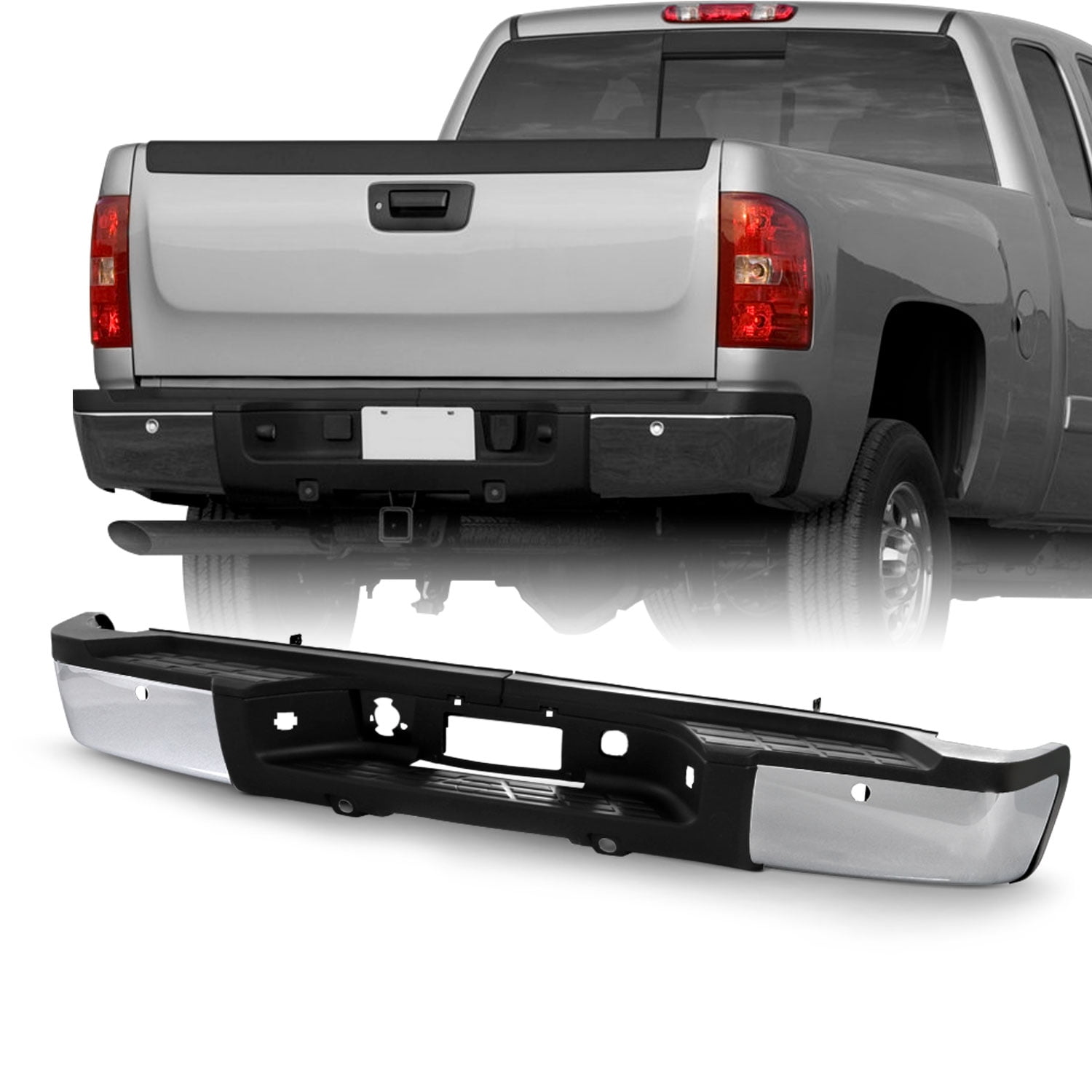 Garage-Pro Step Bumper Compatible with CHEVROLET SILVERADO/SIERRA 2500 HD/3500 HD 2015-2018 Assembly Chrome Single Rear Wheels All Cab Types 
