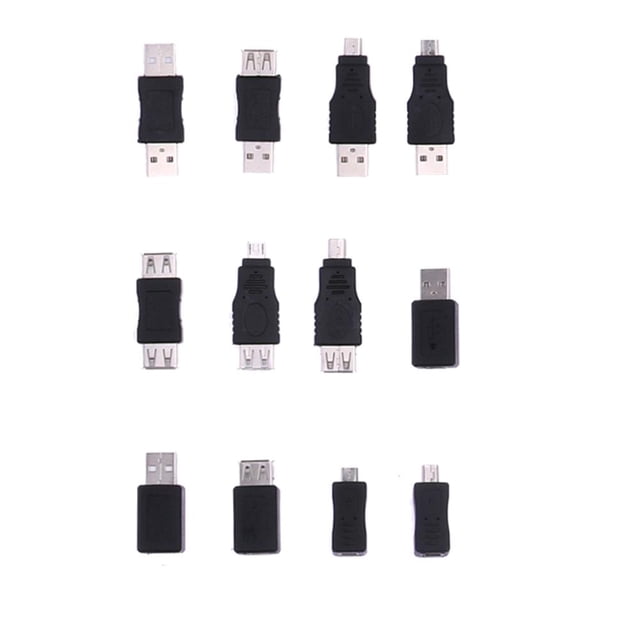 12 piezas OTG F/M mini adaptador convertidor USB macho a hembra Micro USB