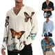 thumbnail image 5 of Mens Fashion Long Sleeve V Neck Printing T Shirt Blouse Casual Loose Tops Tee, 5 of 6