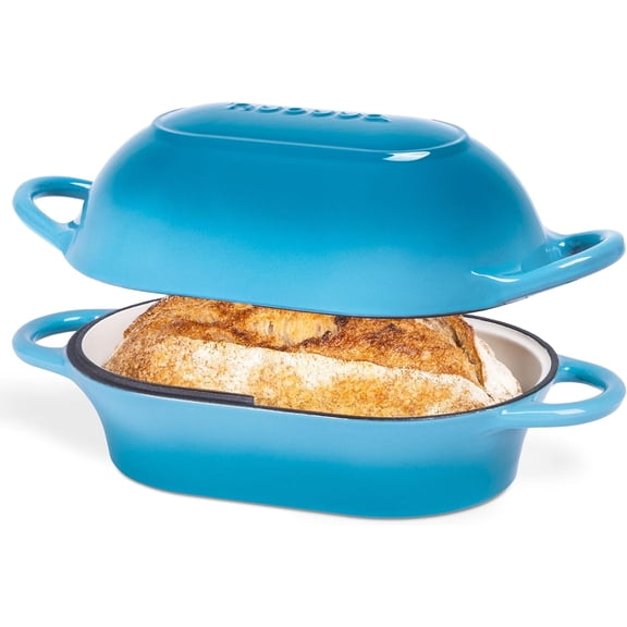 YANGLI Rectangular Dutch Oven for Sourdough Bread Baking, 24x16cm, Light Blue