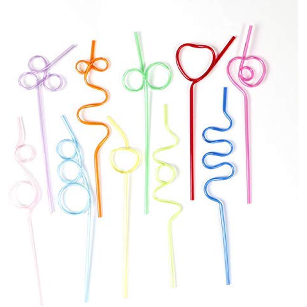 40PCS Crazy Loop Straws, Crazy Reusable Drinking Straws in Assorted