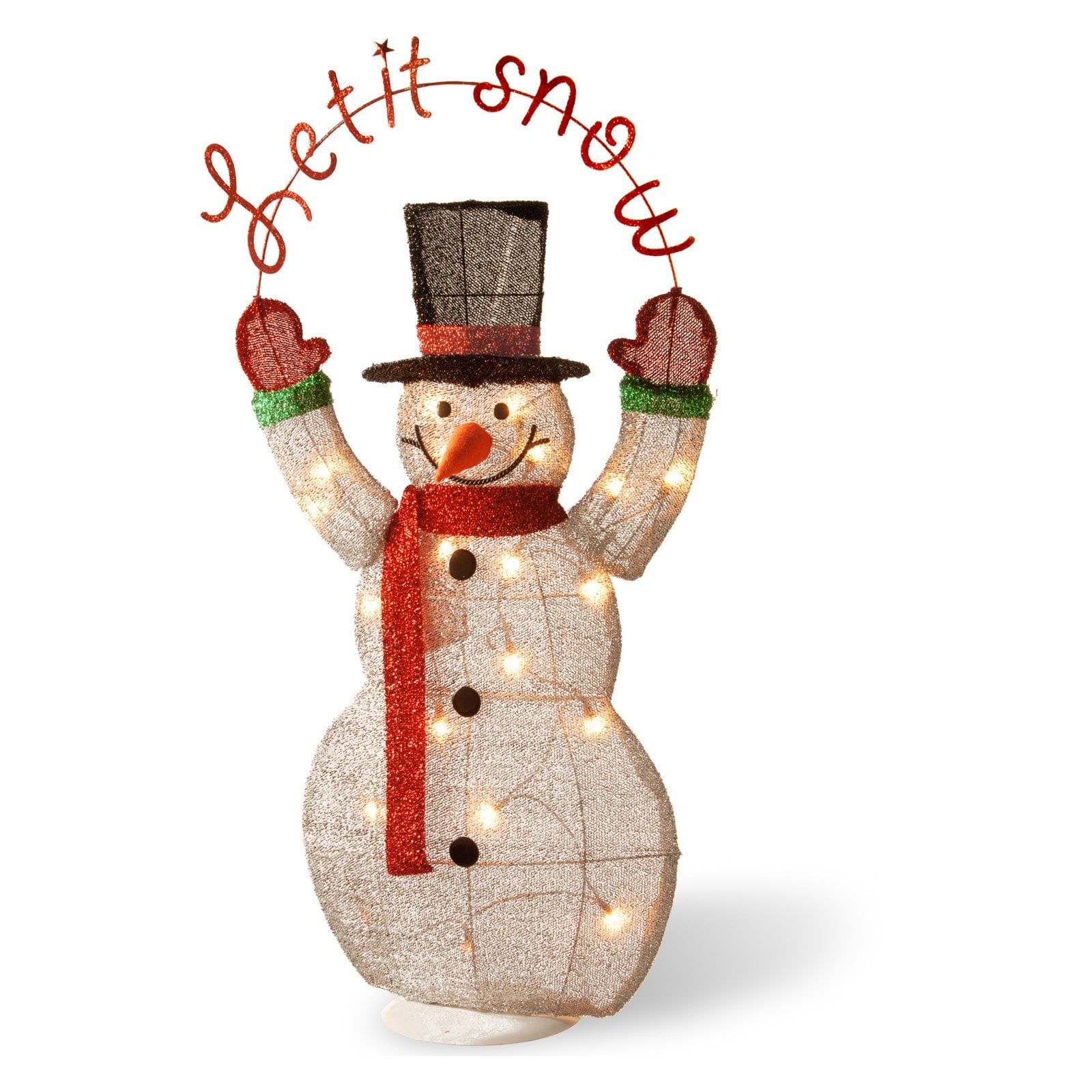 PreLit 36" Tinsel Snowman