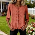 thumbnail image 5 of Wutalume Women's 3/4 Sleeve Button Down Top - Casual Cotton Blouse with Front Button Closure, 3/4 Sleeve Blouses for Women, Womens Summer Tops Lightweight,Saffron 2XL, 5 of 8