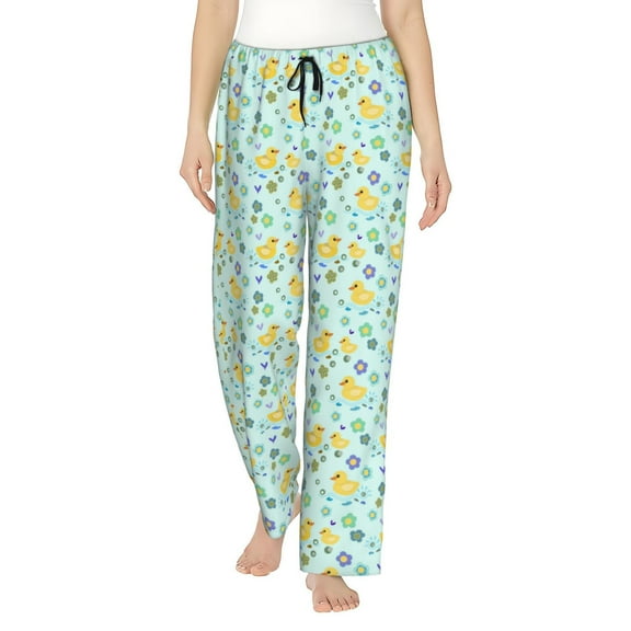 Gukieu Duck Cartoon Print Women's Home Trousers, with Pockets and Drawstring Pajamas, Home Pajamas, Sleepwear-Small