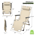 thumbnail image 2 of Magshion 2Pcs Outdoor Zero Gravity Recliner Folding Reclining Lounge Chair with Removable & Adjustable Pillow for Pool Camping Yard, 330lbs Capacity, Cream, 2 of 12