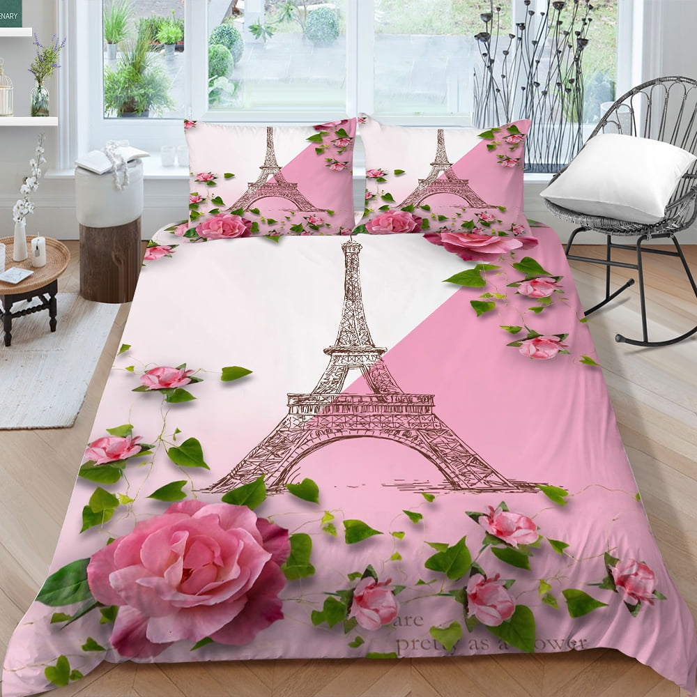 Home Bed Set Newly Fashion Bedding Cover Suit 3D Rose Printed Quilt