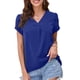 thumbnail image 1 of Blusas sueltas informales para mujer, blusas de verano de Color puro con escote en V dividido y manga corta con pétalos, 1 of 6