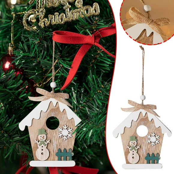Snowman Christmas Tree Small Pendant Wooden Colored Drawing Pendant Bell Christmas Decorations