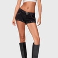 thumbnail image 7 of Tfken Summer Women Stretchy Stretch Shorts Summer High-Waist Low Waist Casual Denim Shorts With Pockets Short Hot Pants Party Daily Wear Ladies Soft Vacation Clothes Black, 7 of 7