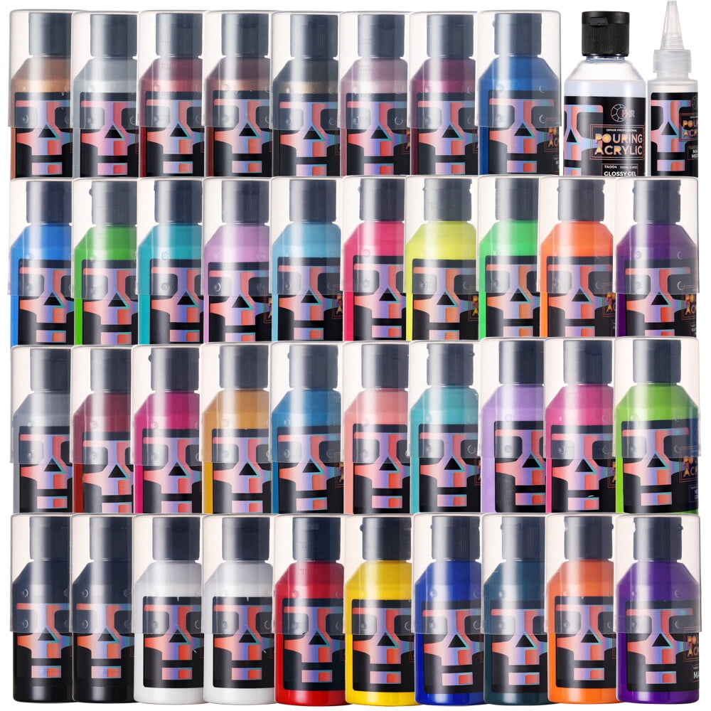 OPHIR 36 Color Pouring Acrylic Paint Set 100ML/Bottle w Magic Medium & Varnish