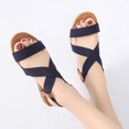 thumbnail image 4 of Sandalias Planas Elásticas para Mujer Elegantes Con Cruzadas Viajes Al Aire Libre (37) Azul, 4 of 8