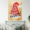 thumbnail image 4 of Christmas Tapestry, Watercolor Santa Hat with Cursive Joy Love Peace Believe Lettering, Wall Hanging for Bedroom Living Room Dorm Decor, 60W X 80L Inches, Pastel Brown Vermilion, by Ambesonne, 4 of 5