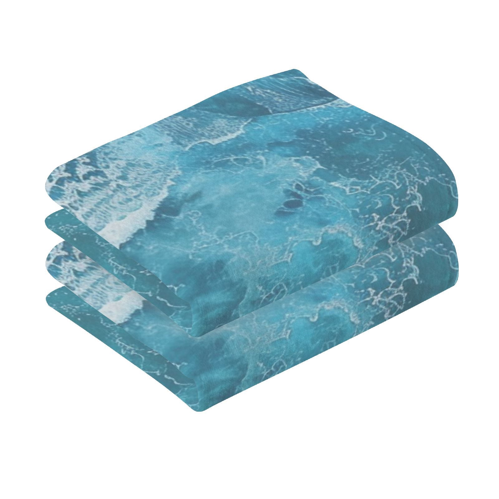 Beach Ocean Hand Towels Cotton Bath Towels Large Face Towels Absorbent for Bathroom 2 Packs