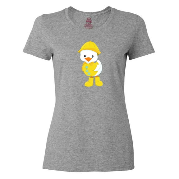 Inktastic Cute Duck, Baby Duck, Duck in Raincoat, Rain Women's T-Shirt
