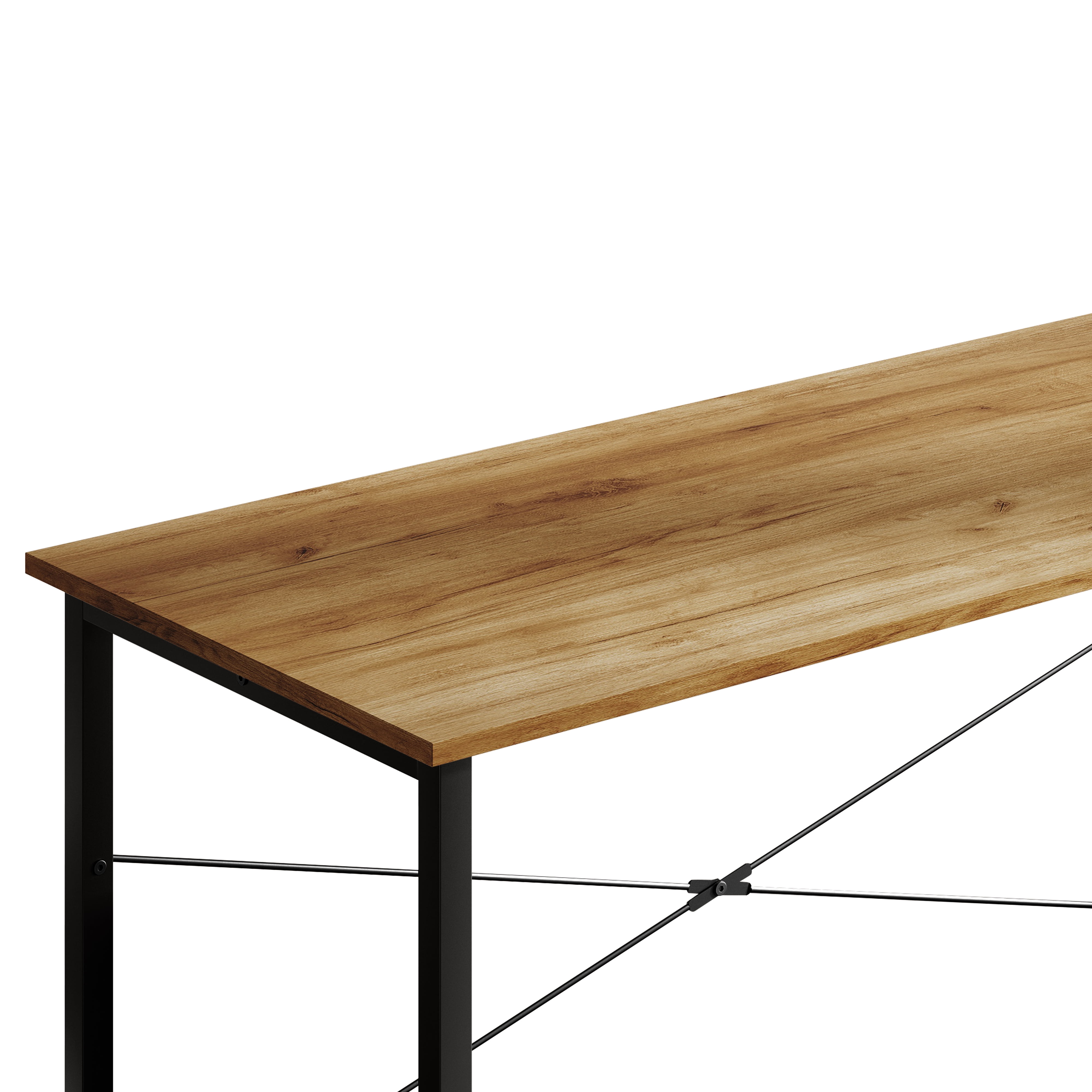 Castle Place Modern 47" Metal Computer Desk, Light Oak