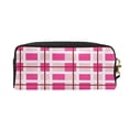 thumbnail image 2 of YFYANG Leather Portable Travel Small Makeup Bag, Multifunctional Storage Bag, Pink Geometric Fabric Texture Pattern Cosmetic Bag, 2 of 4