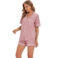 thumbnail image 4 of GEX 100% Cotton Pajamas for Women 2 Piece PJ Set Button-Down Short Sleeve Soft Knit Summer Sleepwear Loungewear Ash Pink S, 4 of 6