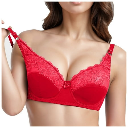 OJSFQUFP Womens Sexy Bras Summer Slim Breathable Sexy Plus Size Bra Adjustable Lace Lingerie with Underwire Comfort Basic Pretty Bra 85C