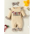 thumbnail image 2 of Faithtur Baby Girls 2Pcs Christmas Outfits, Long Sleeve Ruffle Bell-Bottom Romper + Headband Set, 2 of 9