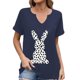 thumbnail image 1 of Corto para las Mujeres Casual Verano 2025 Pascua Impresión V-Cuello Camiseta, Ligero 95% Poliéster 5% Spandex Top para Toda la Temporada Hogar Y Diario, 1 of 7