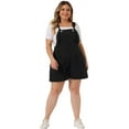 thumbnail image 3 of DARING DIVA Women's Plus Sleeveless Square Neck Tie Shoulder Romper Shorts 2X Black, 3 of 6