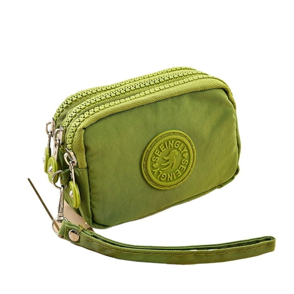 vintage nylon coin purse with 3 zip-up compartments - small mini purse for women and men, suitable for cash, cards and change, coin purse