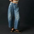 thumbnail image 2 of Midiross-pantalones vaqueros de tiro medio para mujer, vaqueros de cintura media, elásticos, informales, holgados, con forma de pierna ancha, a la moda, 2 of 5