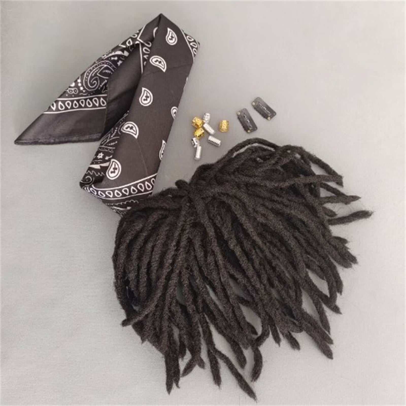Clearance 2024!Human Hair Wig Black Crochet Braided Hair Hip Hop Men'S African American Hair Fiber Curly Hair Piece Men'S Wig Male Dirty Braid Set Head Style Short Hair Headband Wigs