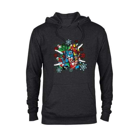 Marvel Super Heroes in Action Holiday - Pullover Hoodie for Adults - Customized-Black
