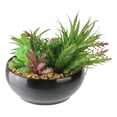 thumbnail image 3 of Northlight 8" Succulent Plant Artificial Arrangement in Bowl Vase - Green/Black, 3 of 3
