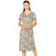 thumbnail image 1 of Vestidos Midi Elegantes Estampado Floral De Primavera Cuello En V Mangas Cortas Casual Para Mujeres Blanco XS Unique Bargains Vestido, 1 of 6