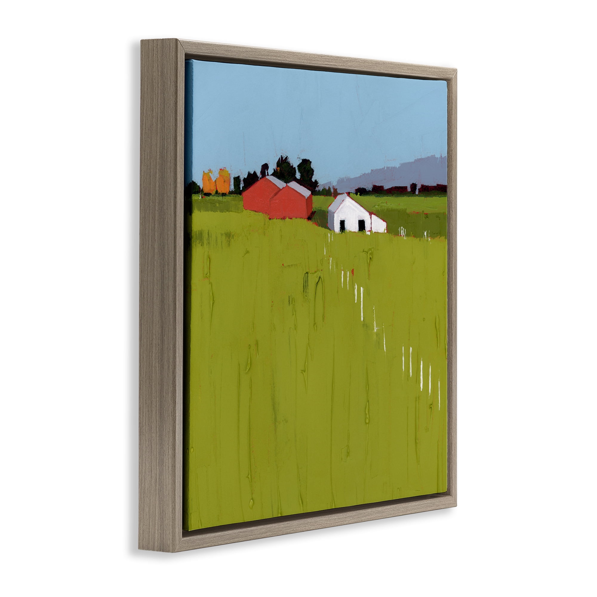 Pastoral Fence Line Brown Framed Floater Canvas Wall Art, design by Ruth LaGue