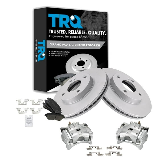 TRQ Front Brake Calipers Ceramic Pads & Rotors Fits 2011-2018 Ford Fiesta BKA25598