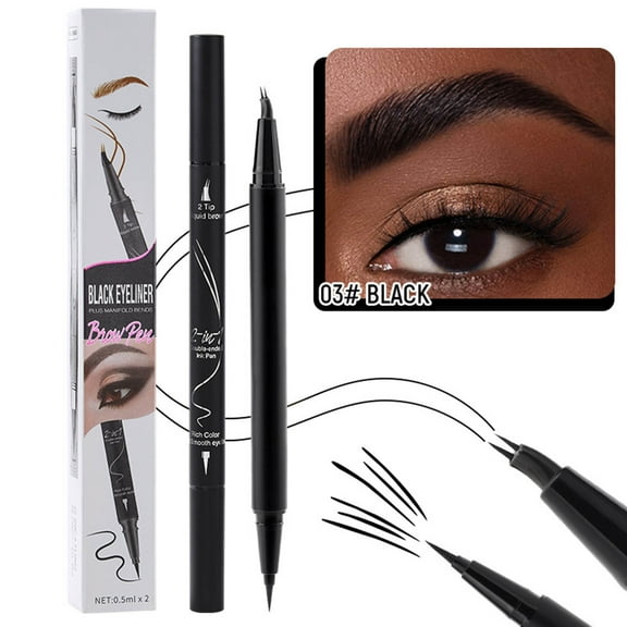 Eyebrow Pencil Waterproof, Long Lasting Eyebrow Pencil, Double Ended Bent Tip Eyebrow Pencil with Blending Brush, Smudge Proof and Easy Application Makeup Tool