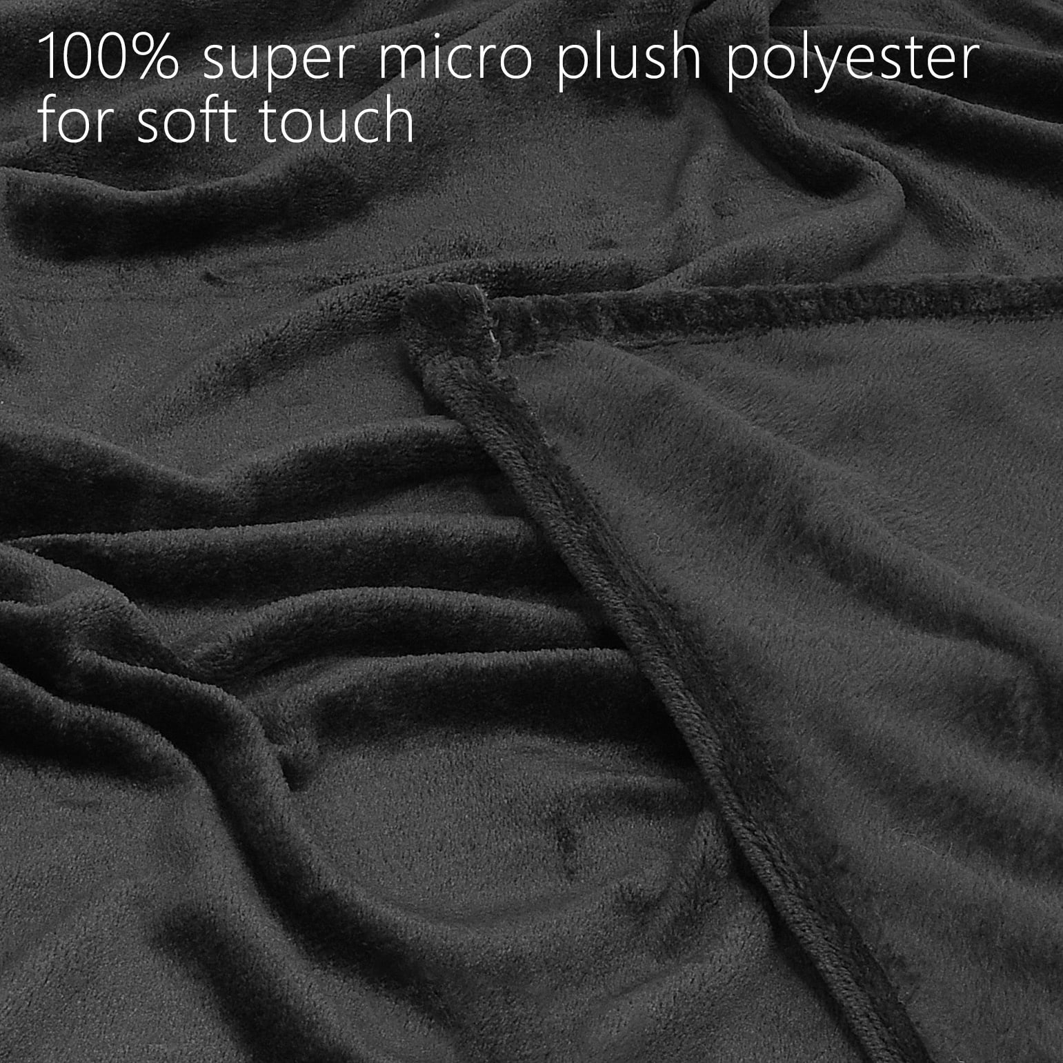 Wearable Fleece Blanket with Sleeves and Pocket for Women Men, Super Soft Microplush Adult Wrap Full Body Blanket Robe for Lounge Couch As Seen On TV 73" x 51" | Catalonia series by Terrania | Black
