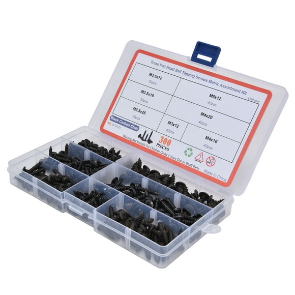 Head Tapping Screws, Standard Sizes Hardware Fasteners Wear Resistant Clear Thread Carbon Steel Screw Kit  for Machinery Repair