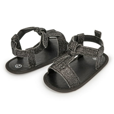 

TOWED22 Baby Sandals Infant Girls Open Toe Paillette Tassels Shoes First Walkers Shoes Summer Toddler Flat Sandals Black