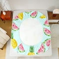 thumbnail image 5 of Manfei Kawaii Watermelon Pineapple Queen Sheet Sets, Cartoon Fruit Print Flat Sheet, Teens Kids Child Queen Fitted Sheet, Luxury Bedroom Decor, 4 Pieces, 5 of 7